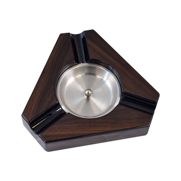 Triangle Wood Ashtray Silver