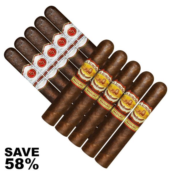Double Stack Rocky Sun Grown Maduro VS La Aurora Maduro-(QUANTITY: 10 CIGARS)